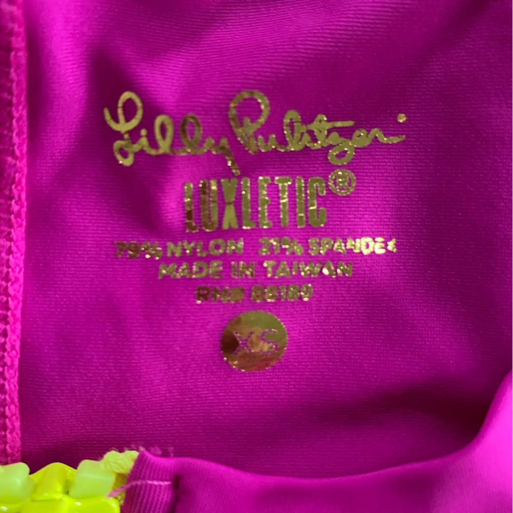 Lilly Pulitzer Luxletic Neon Pink Long Sleeve 1/4 Zip Athletic Top - Picture 7 of 7